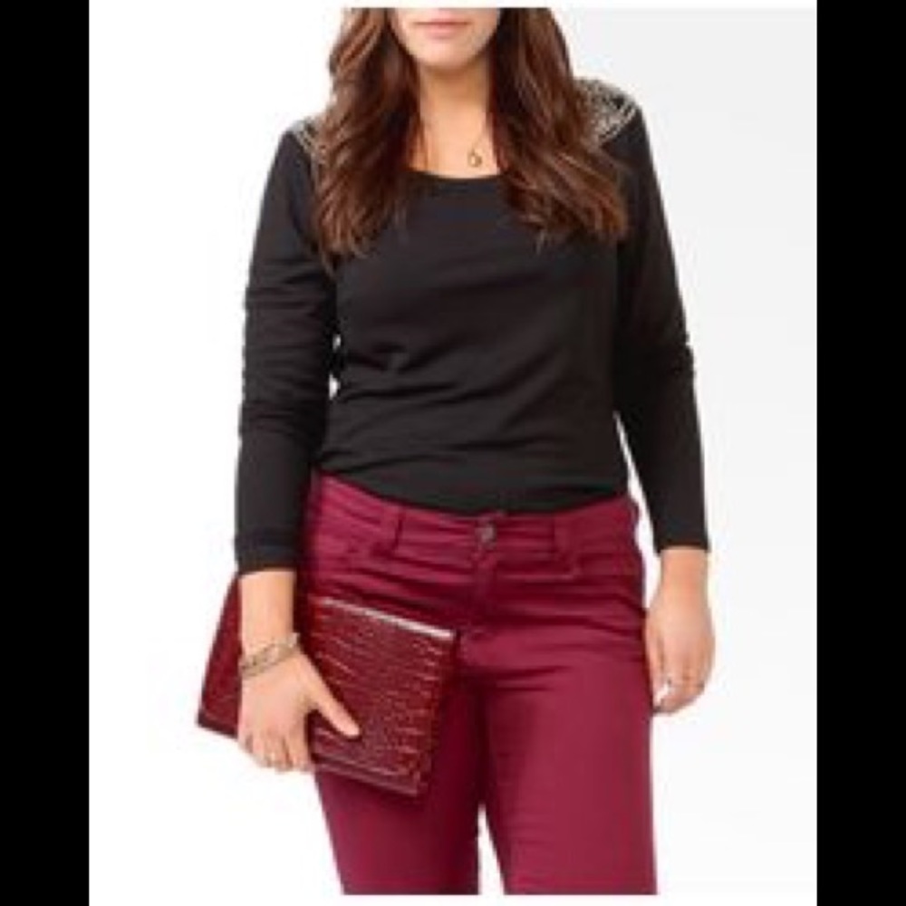 Forever 21 Embellished Shoulder Top